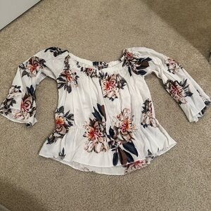 White Floral off the Shoulder Blouse
